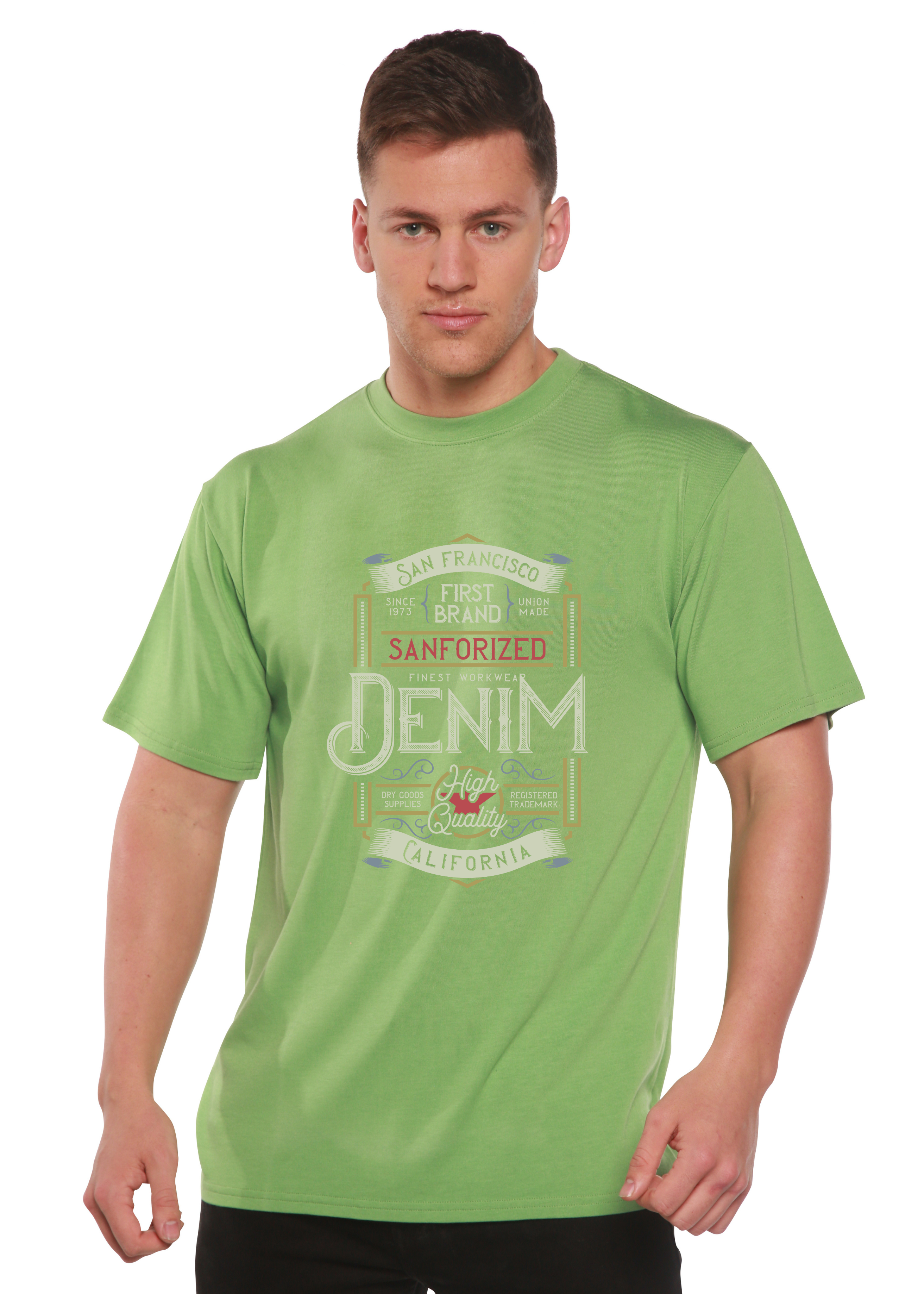 T-shirt graphique à manches courtes en viscose de bambou et coton biologique pour homme Denim California