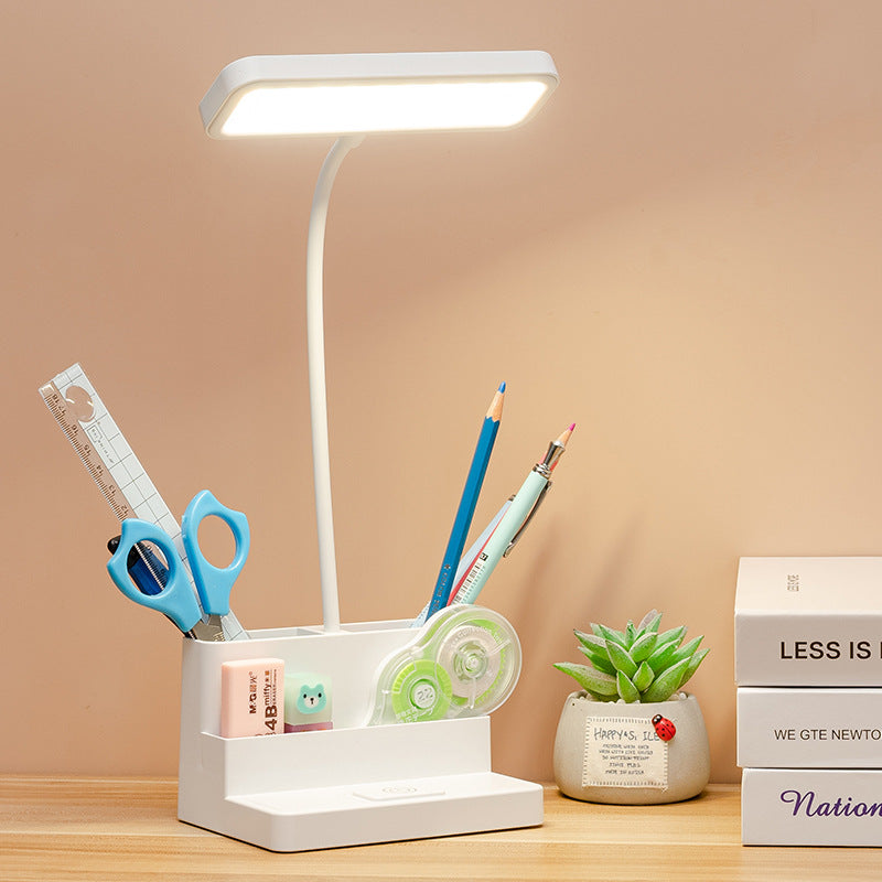 Lampe de Table LED avec Rangement pour Stylo, Protection des Yeux, Gradation Continue, Lampe de Bureau pour Étude, Enfants, Lampe de Chevet LED Intelligente, Lumière Décorative, Lampes d'Étude Mignonnes pour Décoration de Chambre