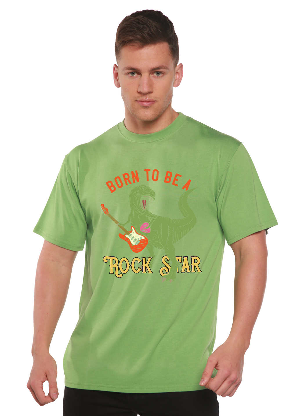 T-shirt graphique à manches courtes en viscose de bambou et coton biologique pour homme Born To Be A Rock Star