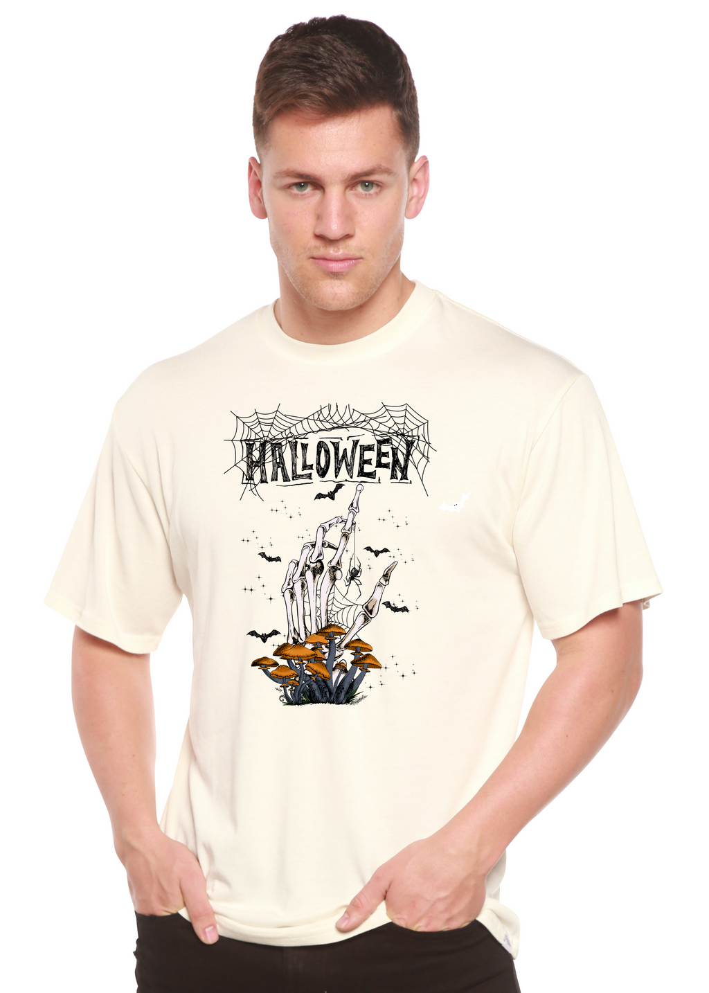 T-shirt graphique à manches courtes pour homme en bambou viscose/coton biologique Halloween