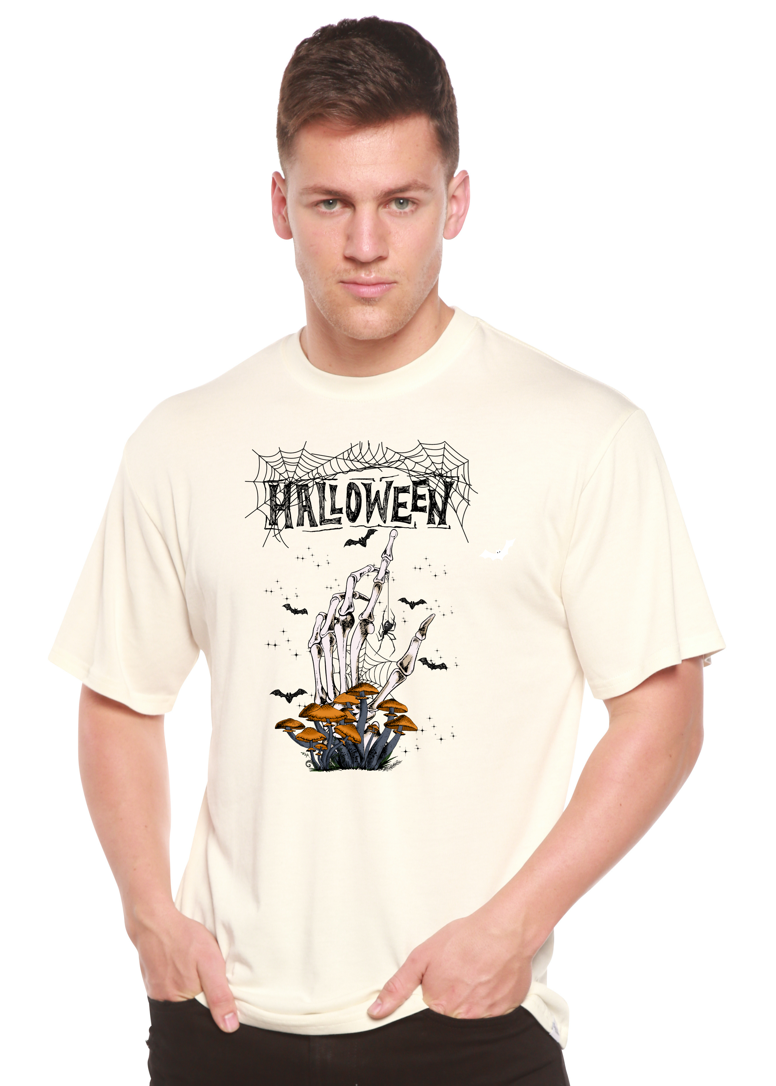 T-shirt graphique à manches courtes pour homme en bambou viscose/coton biologique Halloween