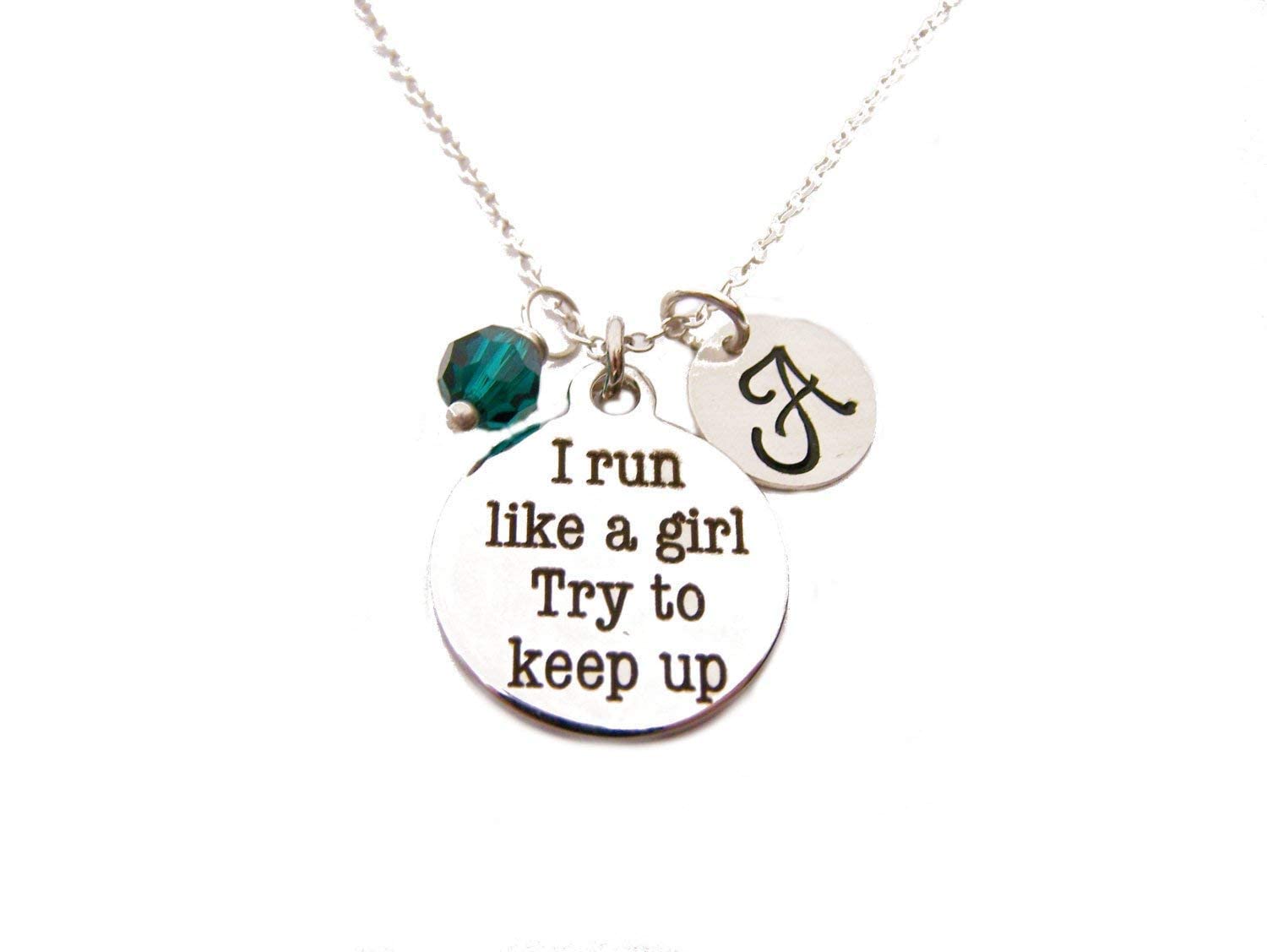 I Run Like a Girl Charm Necklace – Personalized Sterling Silver Jewelry