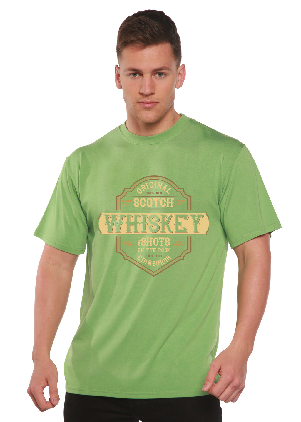T-shirt graphique à manches courtes en viscose de bambou et coton bio pour homme Whiskey