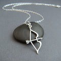 Silver Bow and Arrow Necklace – Sterling Silver Archery Pendant on 16" Chain