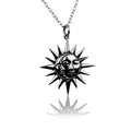 Collier Lune et Soleil – Pendentif Céleste en Argent Sterling avec Visages sur Chaîne de 40 cm