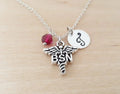 Collier d'infirmière BSN personnalisé – Chaîne en argent sterling avec pierre de naissance et initiale