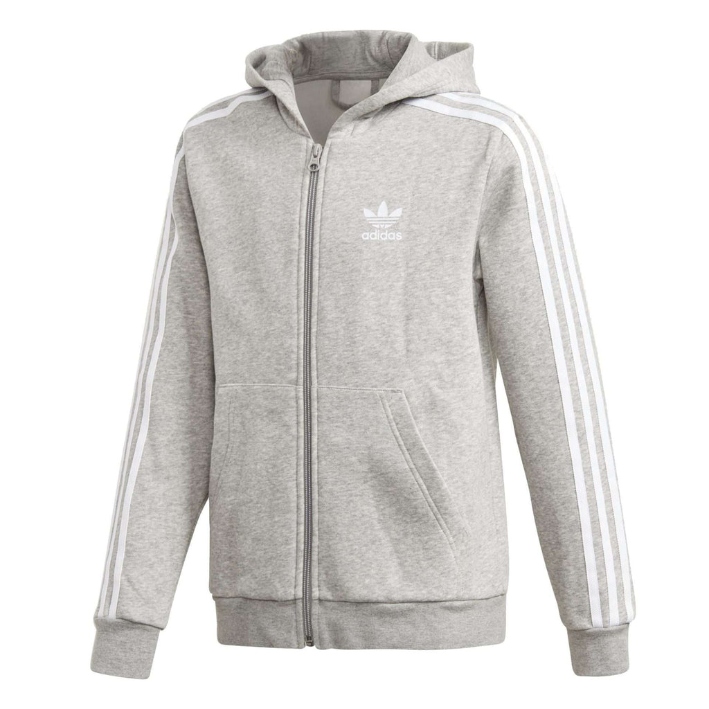 adidas Originals - Sweat à capuche zippé trèfle pour jeune garçon - GRIS MOYEN / BLANC CHINÉ