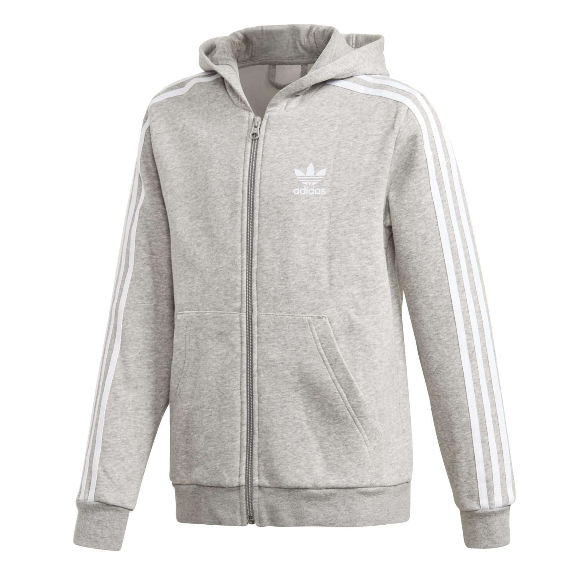 adidas Originals - Sweat à capuche zippé trèfle pour jeune garçon - GRIS MOYEN / BLANC CHINÉ