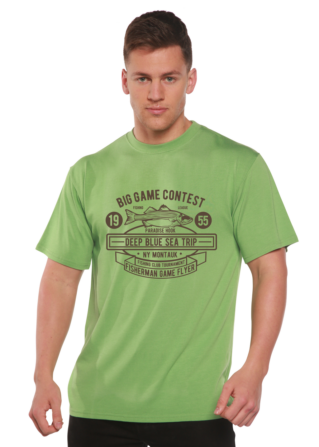 T-shirt à manches courtes avec motif imprimé en viscose de bambou et coton biologique pour homme - Concours Big Game