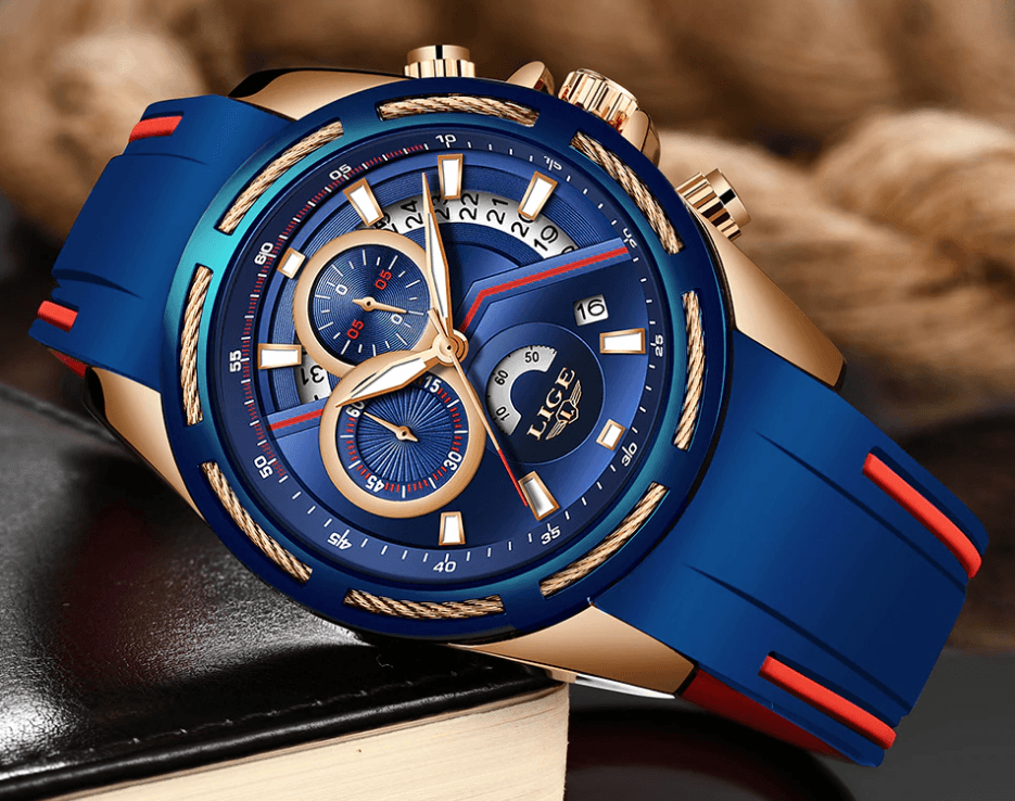 Montre moderne étanche pour homme avec bracelets en caoutchouc Montres multifonctions Design unique Cadeau parfait