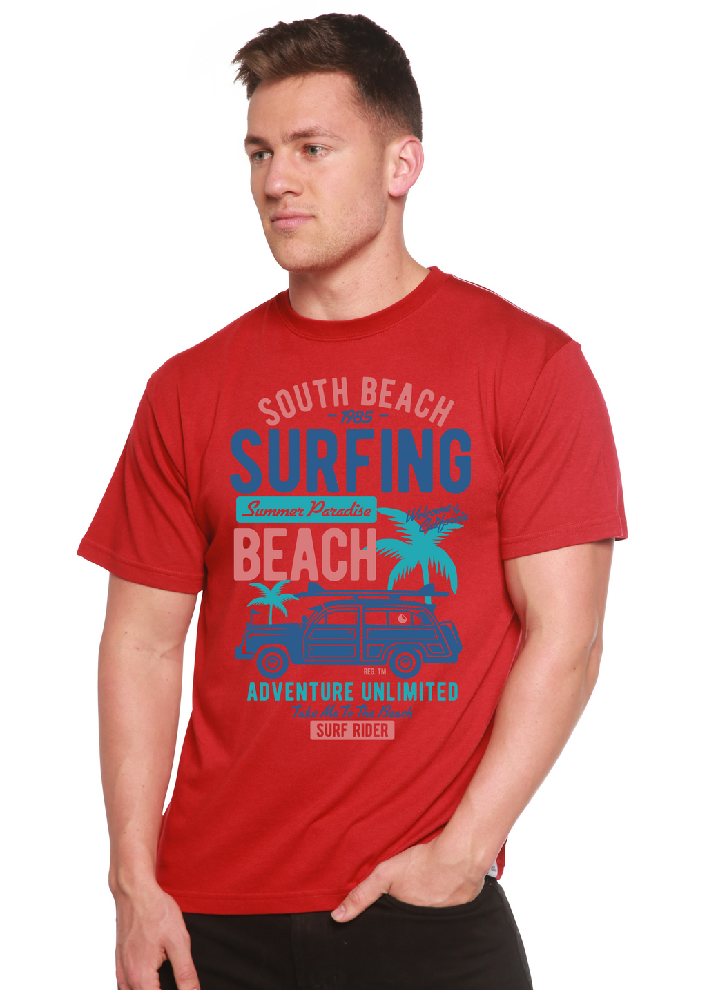 T-shirt graphique South Beach en bambou filé® pour homme en viscose de bambou/coton biologique à manches courtes