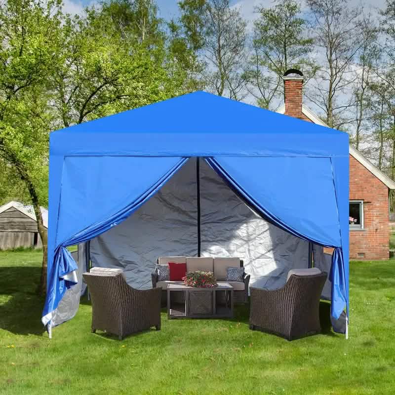 Tonnelle de jardin escamotable de 3 x 3 m avec parois latérales amovibles et fermeture éclair