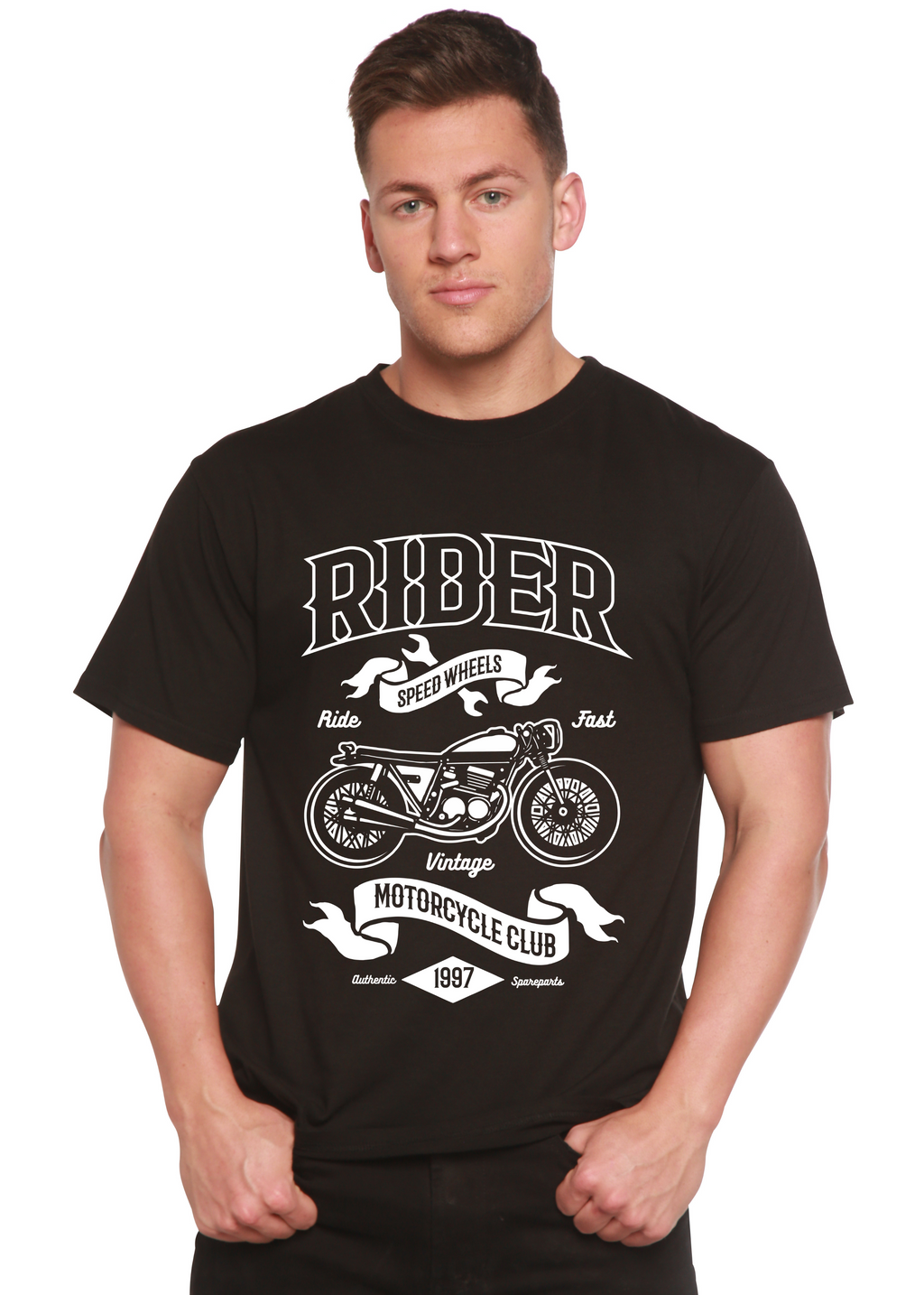 T-shirt graphique Rider Spun Bamboo® à manches courtes en viscose de bambou/coton biologique pour homme