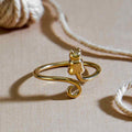 Bronze Adjustable Cat Ring – Gold Tone Kitty Wrap Ring