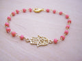 Hamsa Bracelet - Pink Bracelet - Wire Wrapped Bracelet