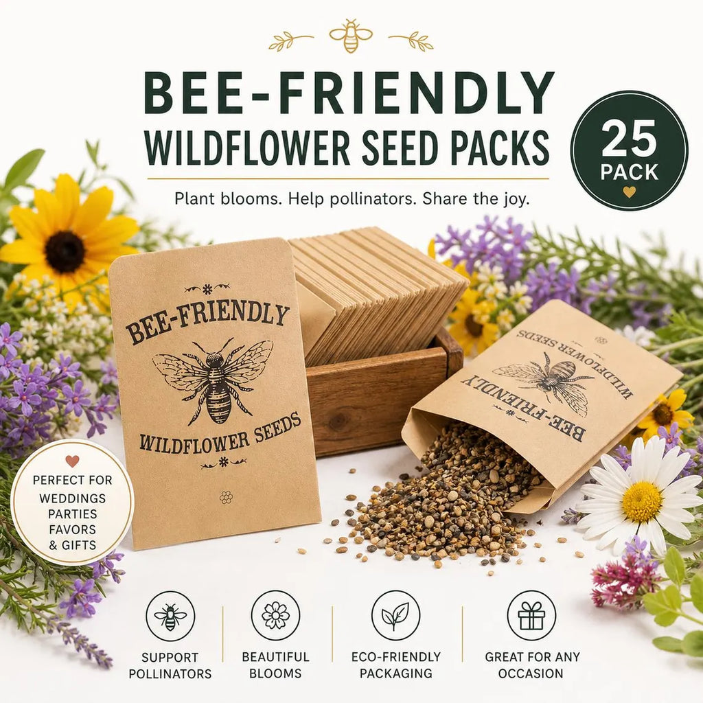 Sachets de Graines de Fleurs Sauvages « Ami des Abeilles » - Lot de 25, Pré-remplis, Cadeaux pour Fêtes de Jardin