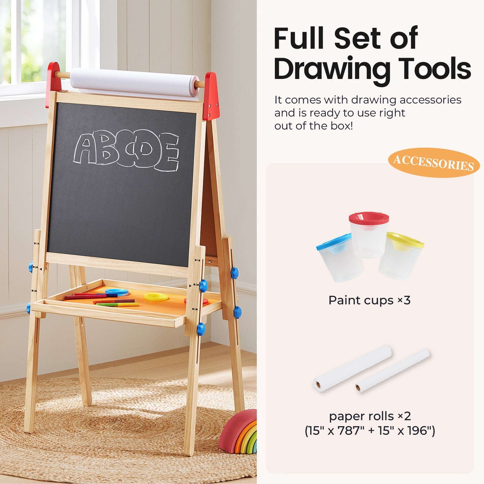 Chevalet d'art 3-en-1 Tiny Land® pour enfants