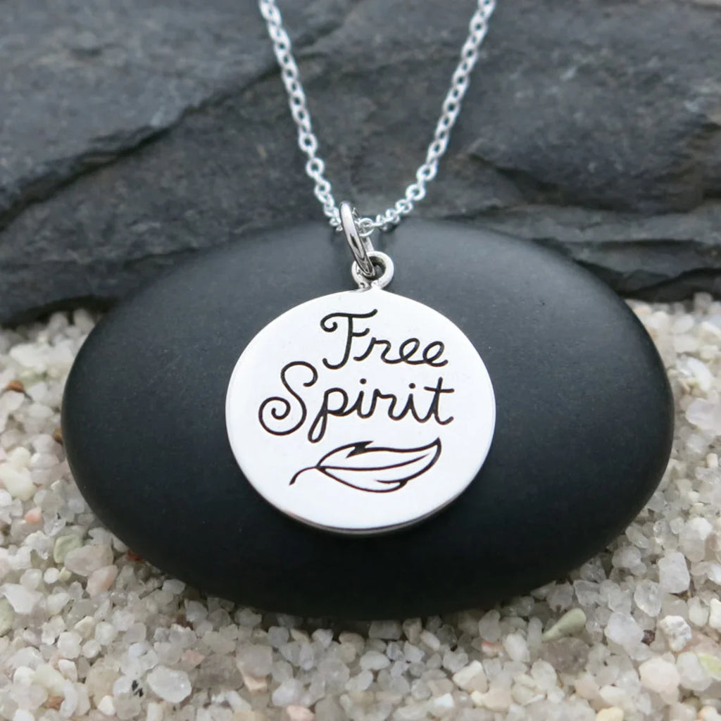 Collier Esprit Libre – Collier à breloque citation en argent sterling, cadeau inspirant