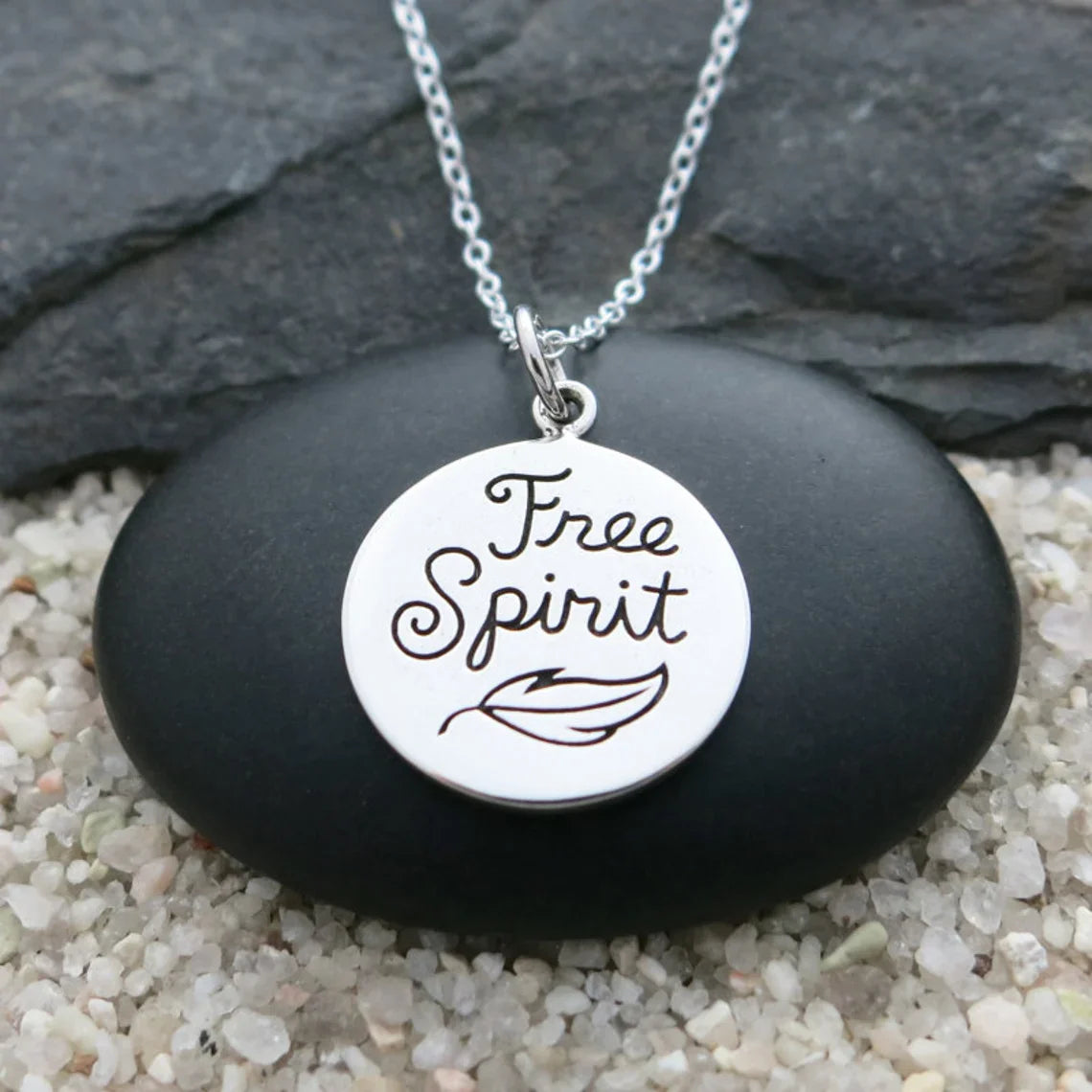 Collier Esprit Libre – Collier à breloque citation en argent sterling, cadeau inspirant