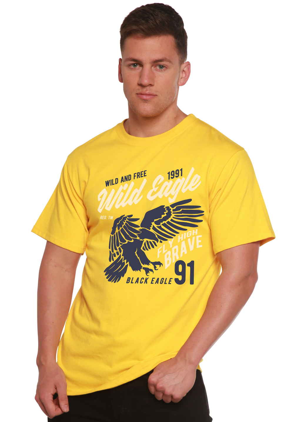 T-shirt graphique Wild Eagle Spun Bamboo® à manches courtes en viscose de bambou/coton biologique pour homme