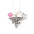 Physician Assistant (PA) Charm Necklace – Personalized Sterling Silver Jewelry with Initial & Birthstone or Pearl