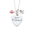 Collier Demoiselle d'Honneur Junior – Argent Sterling avec Pierre de Naissance et Initiale – Cadeau pour Demoiselle d'Honneur