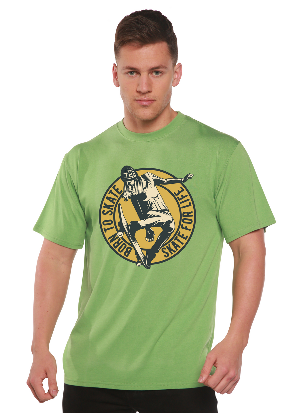 T-shirt à manches courtes en viscose de bambou et coton biologique avec motif « Skate For Life » pour homme