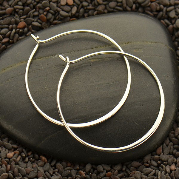 Boucles d'oreilles créoles demi-cercle martelées en argent sterling – 30 mm