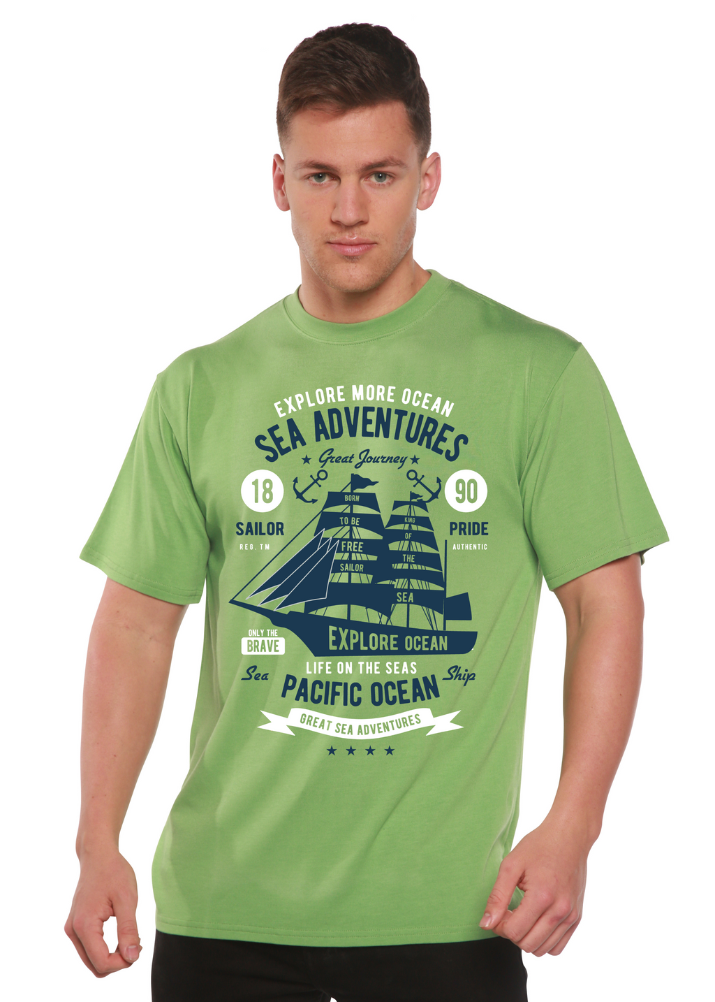 T-shirt graphique Sea Adventures Spun Bamboo® à manches courtes en viscose de bambou/coton biologique pour homme