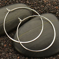 Sterling Silver Half Hammered Circle Hoop Earrings 40mm