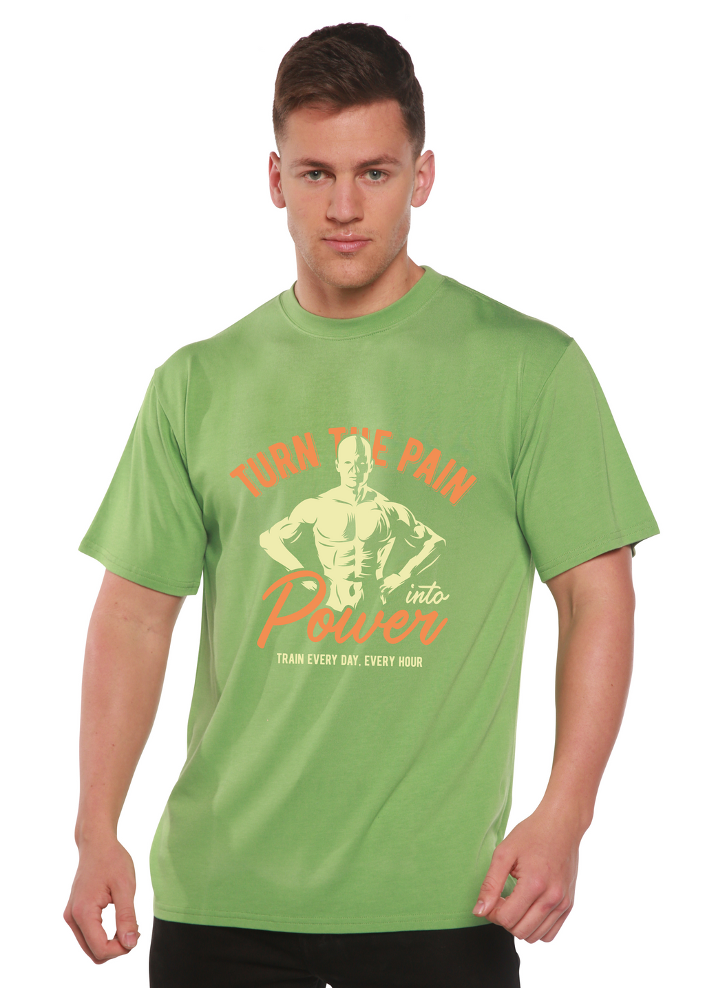 T-Shirt Graphique à Manches Courtes en Viscose de Bambou et Coton Biologique pour Homme "Turn The Pain"