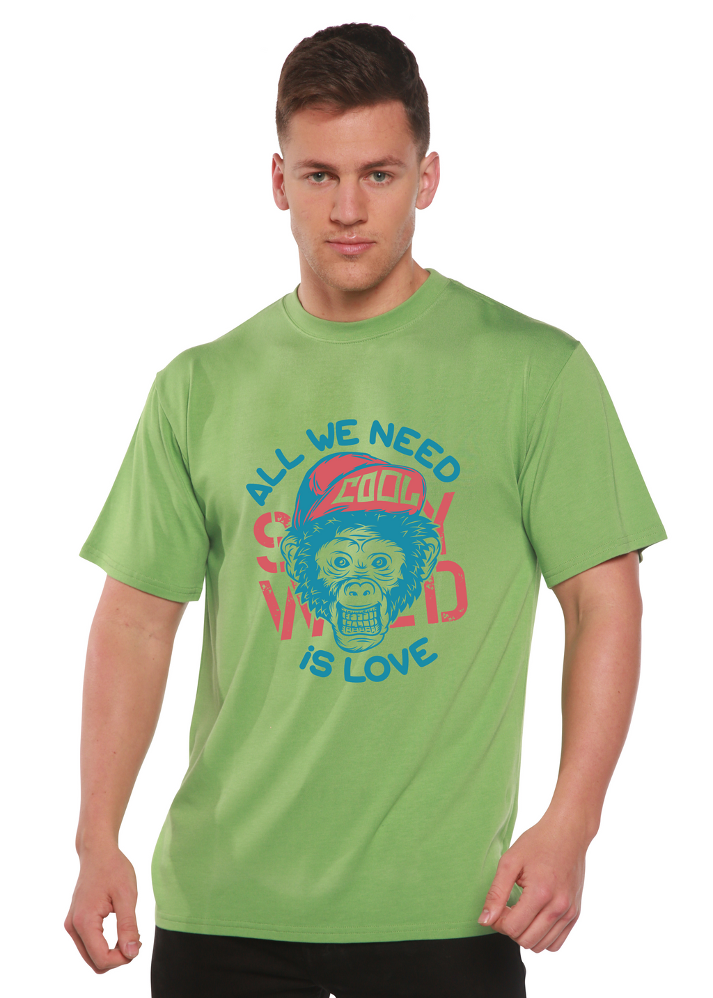 T-shirt graphique à manches courtes en viscose de bambou et coton biologique pour homme "All We Need is Love"