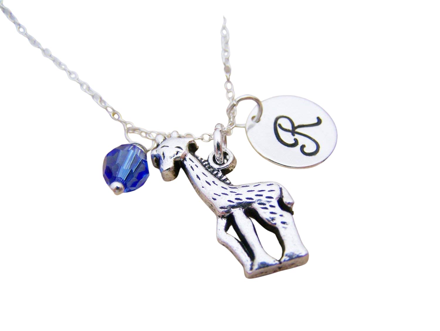 Giraffe Charm Necklace – Personalized Sterling Silver