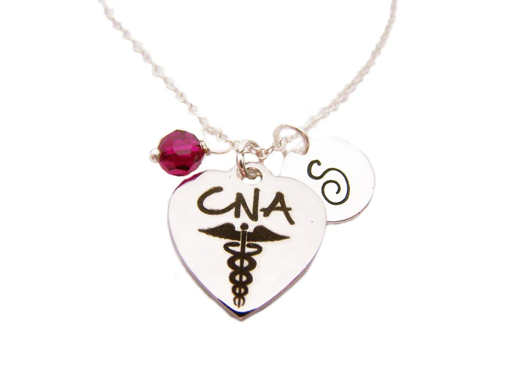 Personalized CNA Necklace – Sterling Silver Chain with Birthstone & Initial
