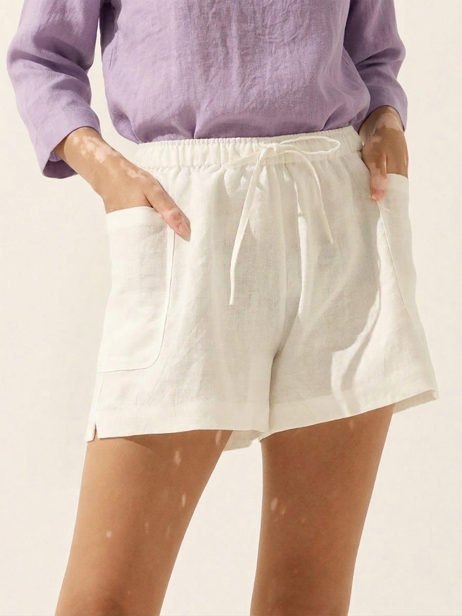 Short utilitaire 100 % lin à poches latérales WYNNIE