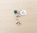 Personalized Acetylcholine Necklace – Sterling Silver Chain with Birthstone & Initial