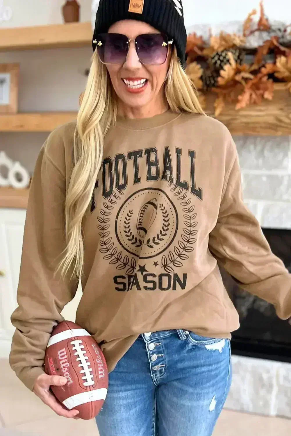 Sweat-shirt graphique Kaki "Jour de match Rugby" SAISON DE FOOTBALL