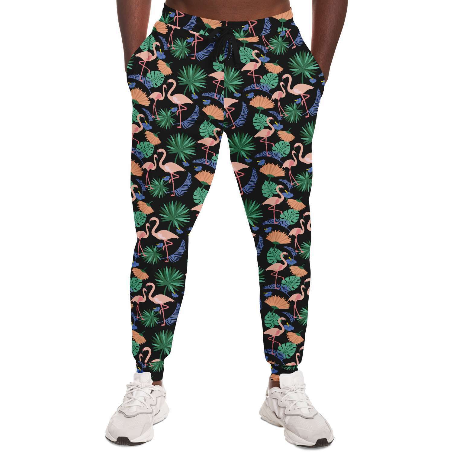 Joggers fleuris exotiques Flamant rose