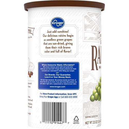 Raisins secs sans pépins Kroger 20 oz