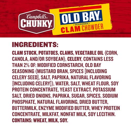 Campbells Chunky Soup, Soupe de palourdes assaisonnée Old Bay, Canette de 533 g
