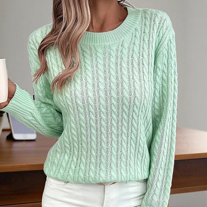 Haut en maille texturée à col rond pour femme