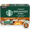 Starbucks K-Cup Coffee Pods, Medium Roast Coffee, Breakfast Blend, 100% Arabica, 1 Box (10 Pods)
