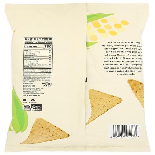 Whole Foods Market, Croustilles de maïs blanc biologique, 12 oz