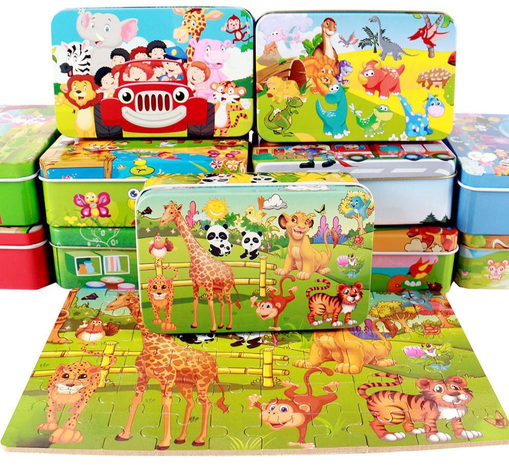 Nouveau puzzle en bois de 60 pièces, jouet pour enfants, puzzle en bois animaux de dessin animé, jouets d'apprentissage éducatifs précoces pour enfants, cadeau de Noël
