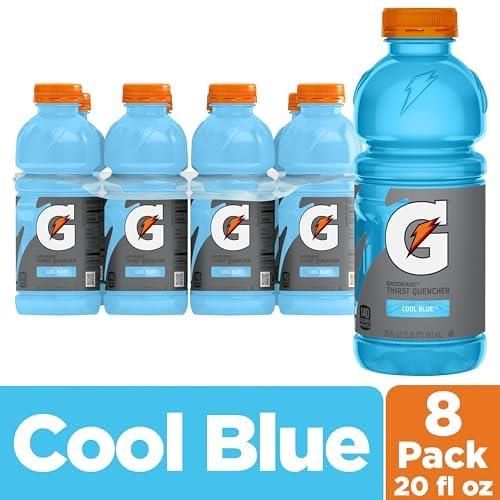 Boisson énergisante Gatorade Thirst Quencher, Cool Blue, Bouteilles de 591 ml, Paquet de 8, Électrolytes pour la réhydratation