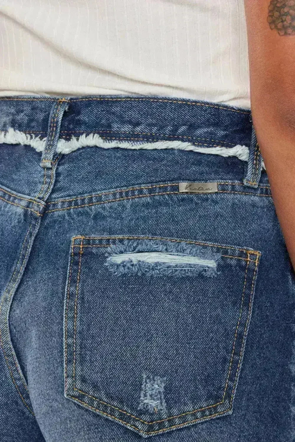Shorts en jean Kancan déchirés à braguette boutonnée