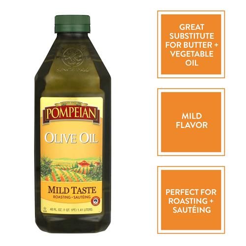Huile d'olive Pompeian Goût Doux, Idéale pour Rôtir et Faire Sauter, Naturellement Sans Gluten, Non-Allergène, Sans OGM, 1,4 L.