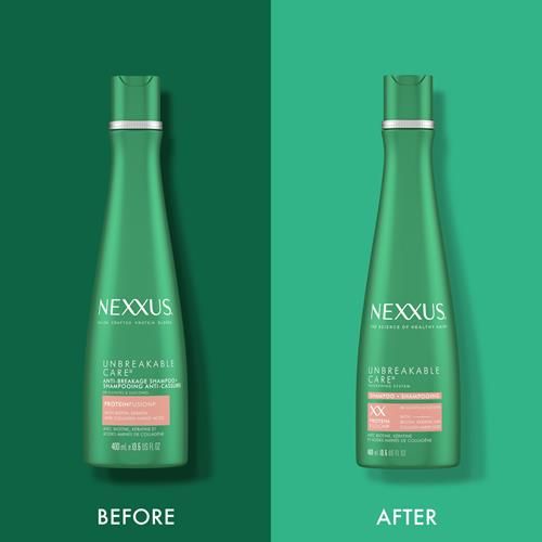 Shampooing Nexxus Unbreakable Care Anti-casse à la Kératine, au Collagène, à la Biotine Pour Cheveux Fins et Clairsemés Shampooing Sans Sulfate 400 ml