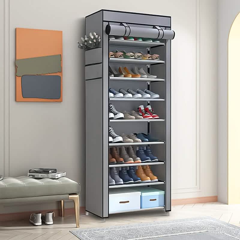 Étagère de rangement à chaussures à 10 niveaux et 9 grilles, organisateur de placard