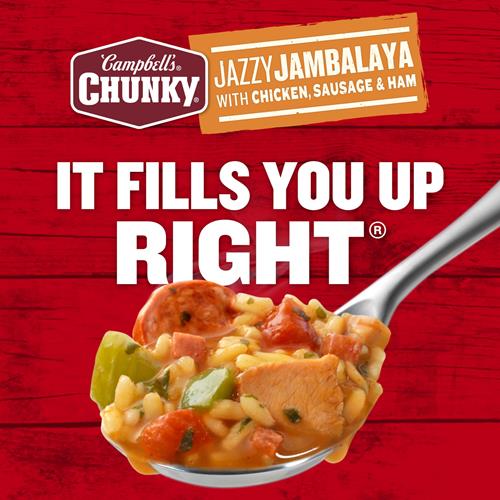 Soupe Campbell's Chunky, Jambalaya Jazzy avec poulet, saucisse et jambon, boîte de 527 g